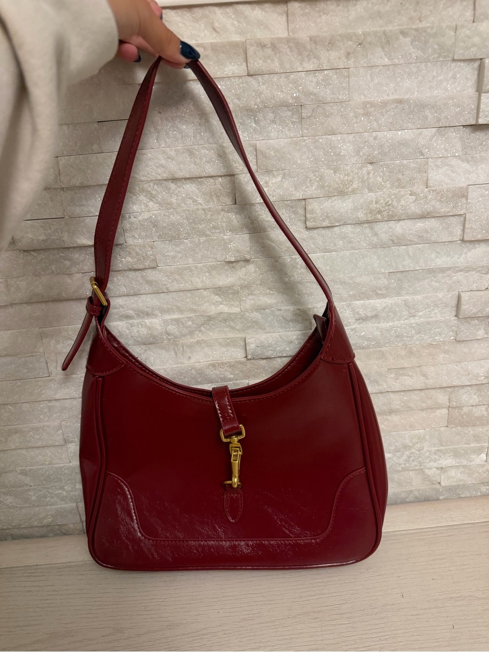 Classic Women's Shoulder Bag in Deep Red